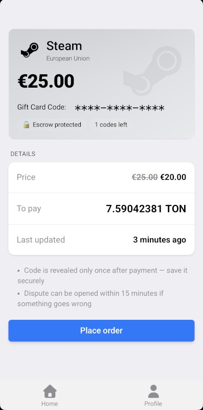 Telegram Mini App checkout flow with TON payment